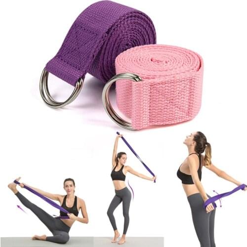 183*3.8cm Yoga Stretch Strap D-Ring Belt Cotton Fitness Exercise Gym Rope Figure Waist Leg Resistance Fitness Bands Yoga Belt