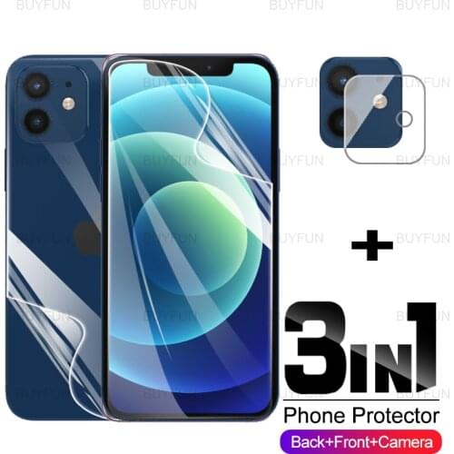 Hydrogel Film For Apple iPhone 12 Pro Max Mini 3in1 HD Front+Back Screen Protector for iPhone iphne 11 Pro Max lens safety glass