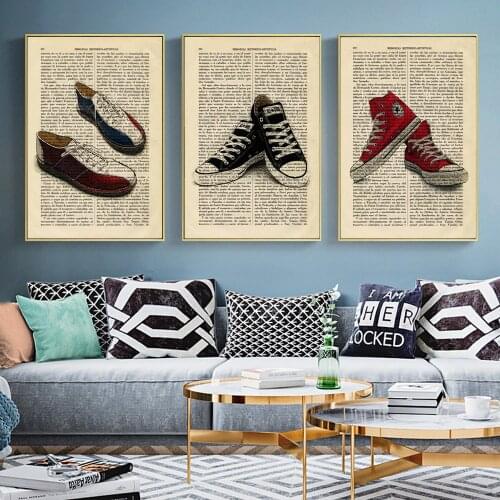 Graffiti Art Backpack and Shoes Prints on Hipster Stencils Book Art Poster Room Gift Wall Decor Posters Dictionary Art Paintings