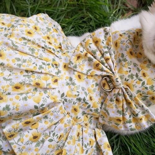 Small Pet Clothes Leash Set Pet Floral Skirt Guinea Pig Lop-eared Rabbit Jewelry Hat Leash Outdoor M