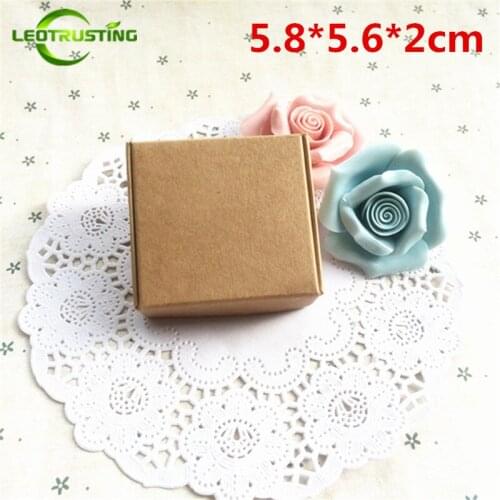 Leotrusting 50pcs 5.8*5.6*2cm Brown Kraft Paper Box Natural Kraft Paper Gift Packaging Box Handmade Party Paper Cardboard Box