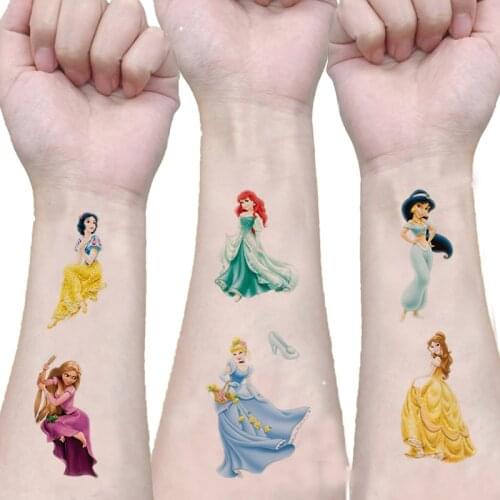 1pcs Hot Disney princess Cartoon Tattoo Sticker Action Character Toy Skin Decoration Children Girl Christmas Birthday Gift