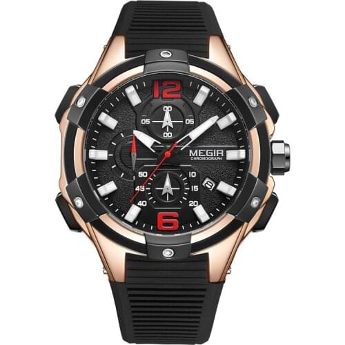 MEGIR Top Brand Men Silicone Sports Watches 2020 New Fashion Army Watch Man Chronograph Quartz Wristwatch Relogio Masculino 2161