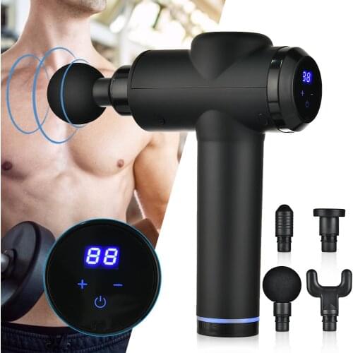 Massage Guns LCD Display Muscle Massager Pain Sport Massage Machine Relax Body Slimming Relief With 4 Heads 20 Gears