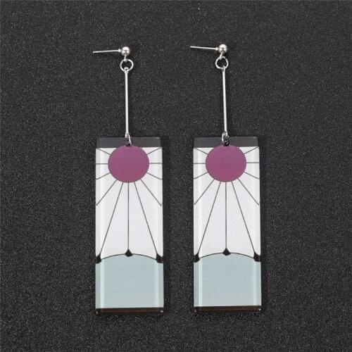 Fashion Anime Acrylic Drop Earrings Demon Slayer Kimetsu no Yaiba Blade of Ghost Earings For Women Men Cosplay Jewelry Wholesale