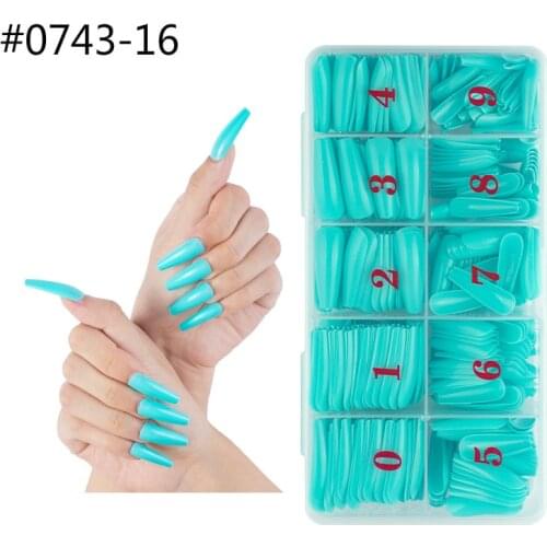 500pcs/Box False Ballerina Nail Tips Candy Solid Colors Coffin Fake Nails Manicure Nails for Extension&Protection Nail Art