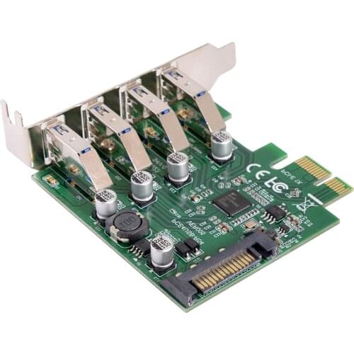 Low Profile 4 Ports Pci-E To Usb 3.0 Hub Pci Express Expansion Card Adapter 5Gbps For Motherboard