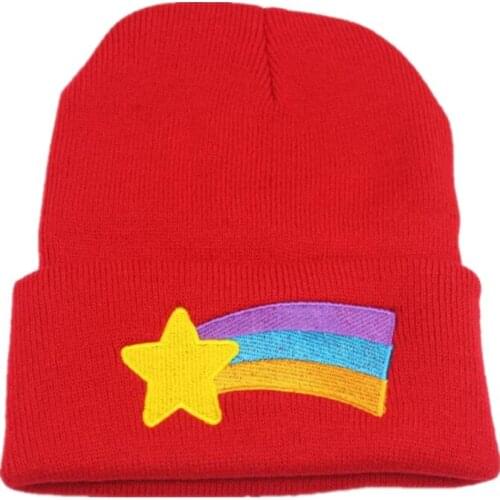 New Mabel Pines Hat Girls Women Winter Red Beanie Mabel Dipper Warm Knitted Hat Red Star Anmation Nice Red Hat