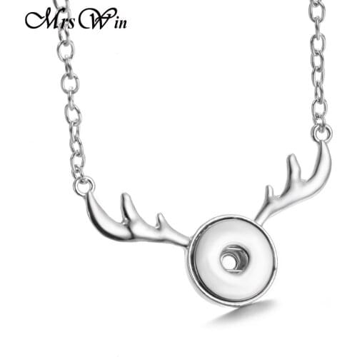 New Christmas Snap Jewelry Metal Cross Deer Snap Button Necklace Fit 18mm Snap Buttons Jewelry Chain Pendant Necklace Gifts