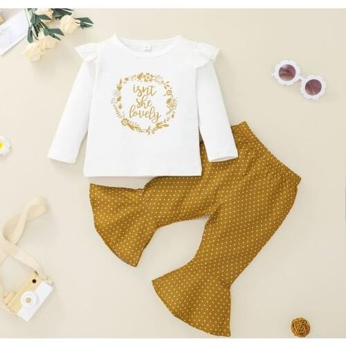 Baby Girl Clothes Newborn Infant Autumn Set Cotton Letter Floral Top Pants fall Outfits Clothes Baby Girls Clothing Suit