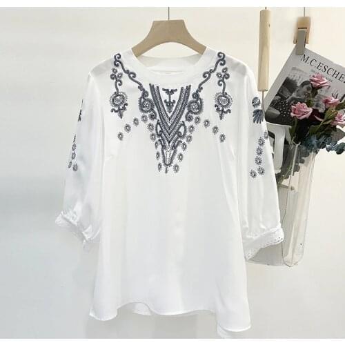 Oumengka Black And White Blouses