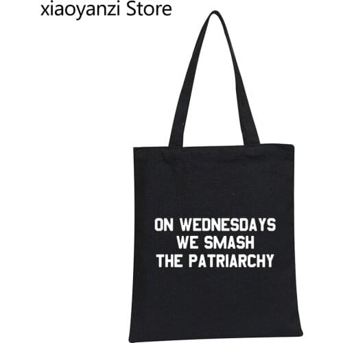On Wednesdays We Smash The Patriarchy Women Shoulder Bags Casual Funny Handbags For Lady Shopping Bag Cute Tote SL-567
