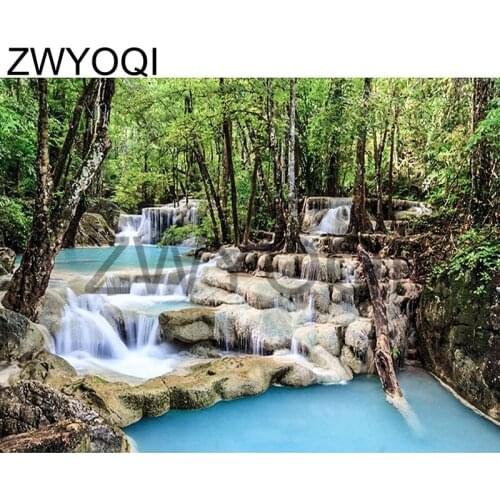 Full Square Diamond embroidery Cross stitch forest river stone Full Round Diamond painting forest DIY 3D Diamond mosaic forest