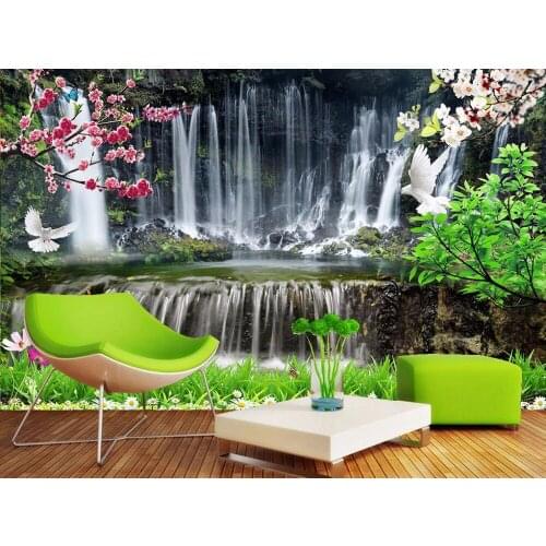 Custom Wallpaper 3D Waterfall Stereoscopic Wallpaper Living Room Wallpaper For Walls 3D Beautiful Landscape
