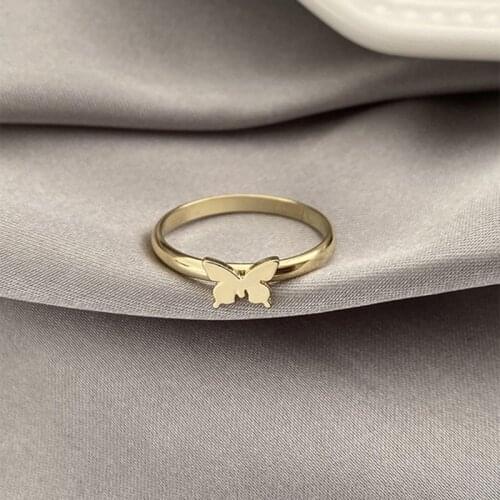 R58E 1 Pair Matching Butterfly Lover Couple Rings Engagement Promise Rings for Men Women Wedding Party Jewelry Anniversary Gift