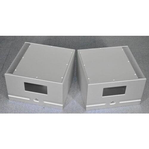 2 PCS Silver sandblasting Luxury all-aluminum pure after-class class A power amplifier chassis case DIY BOX ( 322*200*312mm)
