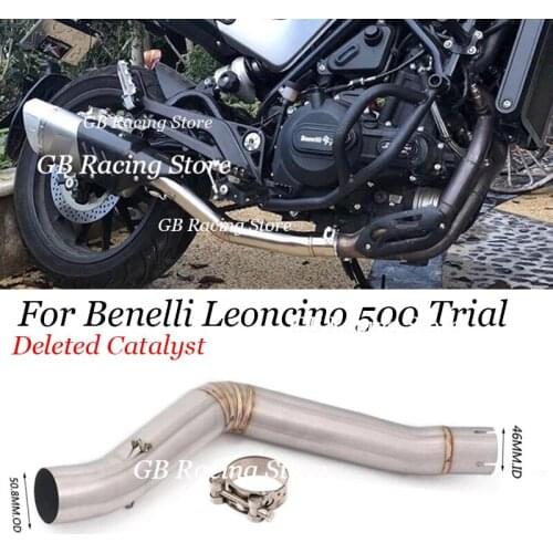 Mid Pipe Slip On For Benelli Leoncino 500 Trial Motorcycle Exhaust Mid Link Connect Pipe Deleted Catalyst Pipe Stainless Steel