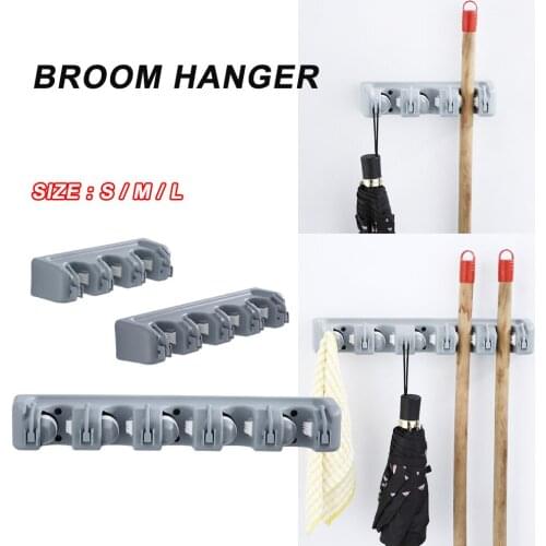 Mop Rack Bathroom accessories Wall Mounted Shelf Organizer Hook Broom Holder Hanger Behind Doors/On Walls Kitchen Storage Tool 2