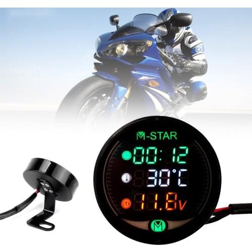 LED 3-in-1 Motorcycle Meter 12V Waterproof Time Temperature Voltage Display Table For Suzuki GSX S750 R 600 750 SV650 TL1000S