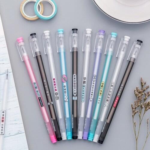 Text Gel Pen 0.5mm Cartoon Cute Pens Student Stationery Kawaii Pen Novelty Stationery Black Writing Pens Kawaii School Supplies