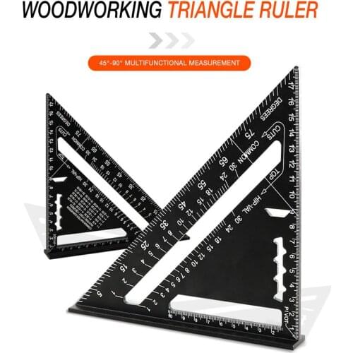 Angle Ruler 7inch/12inch Metric Aluminum Alloy Triangular Measuring Ruler Woodwork Speed Square Triangular Angle Protractor