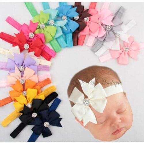 YH417 Elastic Hair Bands Accessories Flower Headband Diamond Hair Bow Hair Accessories for Girls
