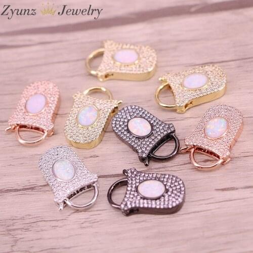 5PCS, DIY Jewelry Clasps CZ Stones Clasps Lock Carabiner End Connectors Charm For Jewelry Making Jewelry Findings Components