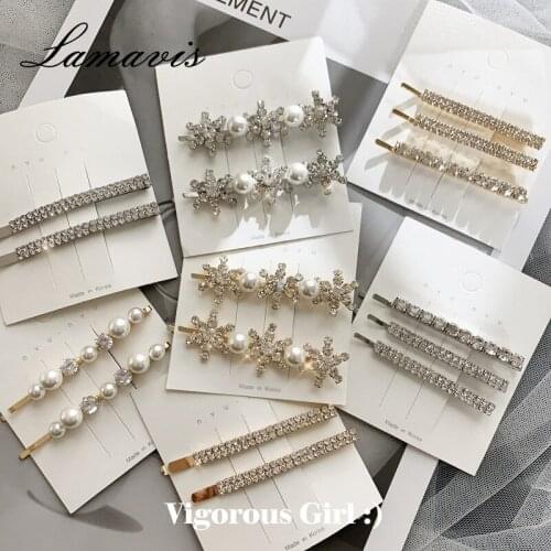 Pearl Hairdressing Temperament Snowflake Hairpin Bang Clip Web Celebrity Ins Hairpin Korean Hairdressing
