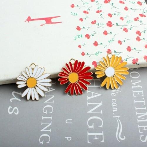 10pcs Fashion Daisy Flower Charms for Bracelet Earring Necklace Pendants Charm for Jewelry Diy Chrysanthemum Enamel Charm