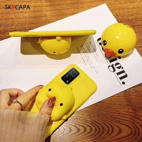 3D Squishy Cute Yellow Duck Case For xiaomi 11 10T Pro 10T Lite Cases Stress Reliever Bags cover for xiaomi 10 Ultra phone cover