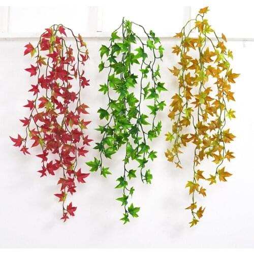 6 Forks Artificial Flower Decorations Wall Decor Pop Art Maple Leaf Weeping Willow Plant Home Artificial Leafs Plants