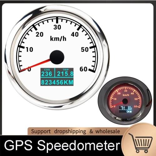 60km/h GPS Speedometer 3 In 1 85mm GPS Speed Gauge With LCD Display COG Trip Odometer For Car Boat Marine Motorcycle 12V 24V