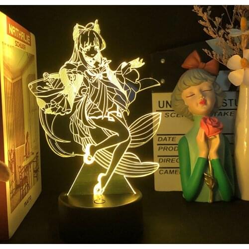 Genshin Impact Anime Figure Lamp LED Night Light Kid For Indoor Bedroom Party Novelty Illusion Desktop Decor Child Birthday Gift