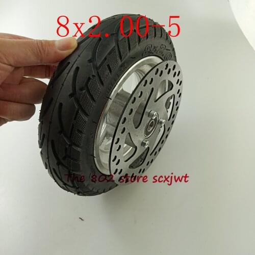 Good quality 8x2.00-5 Tubeless Tire Wheel Tyre +disc 8*2.00-5 wheel hub Pocket Bike MINI Bike Electric Wheelchair Wheel Motor