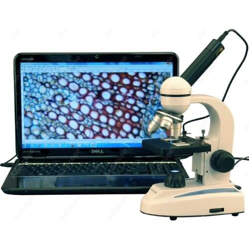 Optics Biological Microscope--AmScope Supplies 40X-800X Student Metal Frame Glass Optics Biological Microscope + Digital Imager