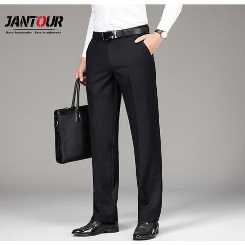 High Quality Fashion Thicken Men Dress Pants Classic Business Casual Straight Trousers Loose Suit high waist Men Pantalon 40 42