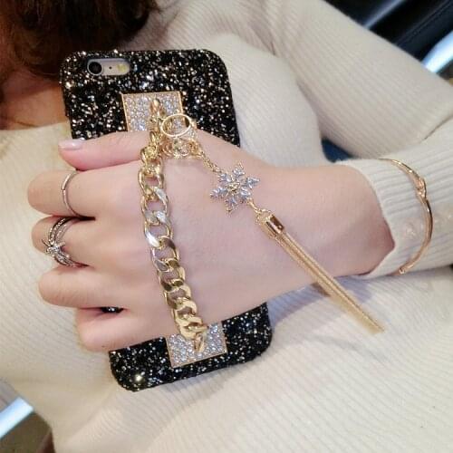 Wrist Chain Iphone 12 Pro Max 11 Xr Se 2020 8Plus+ Xs 7 8 6S Coarse Gift Design Creativity Spot Solid Color Hard Phone Back Cove