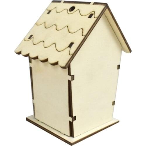 Wooden Bird House Nest DIY Handmade Crafts Decorative Simulated Box for Bluebird HX6D