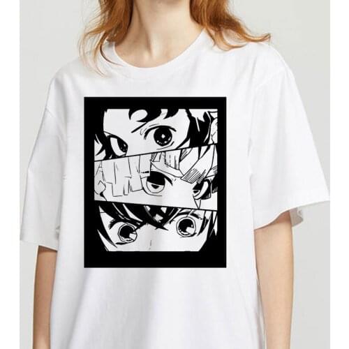 Japanese Cartoon Print Graphic Tees Women Cute Cartoon T-Shirt Short Sleeve O-Neck Fashion Tshirt Casual White Tops Tee Female