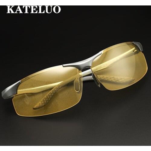 KATELUO 2020 Anti-glare Day Night Vision Goggles Yellow Glasses for Driving Mens Photochromic Sunglasses Polarized Lens K2173