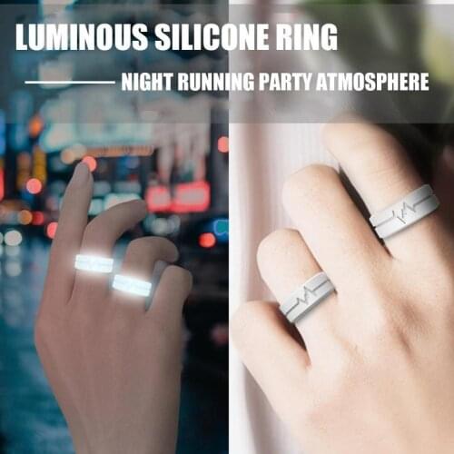 Creative Luminous Silicone Ring For Women Men Jewelry Rings Outdoor Survival Night Glow Rings Self-luminous Emergency Light