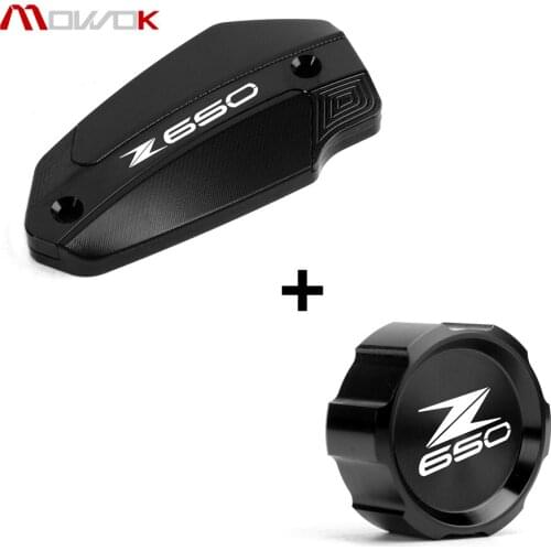 NEW Motorcycle CNC Aluminum Rear & Front Brake Fluid Reservoir Cap Cylinder cover LOGO Z650 For Kawasaki Z650 Z 650 2017-2020