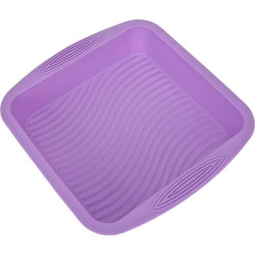 Square Silicone Cake Pan DIY Reusable Cake Mold Fondant Mold Anti-Skid Handle High Temperature Resistance For Home Random Colo