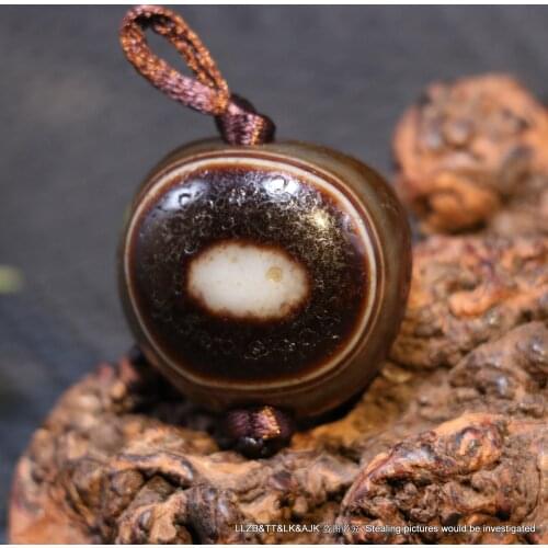4A Magic Power Tibetan Old Agate Coffee Color Heaven Eye Goat Eye dZi Bead Big Amulet Pendant Talisman LKbrother Sauces UPD025