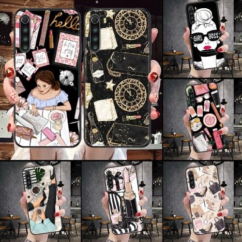 Boss Girl Fashion Luxury Phone Case For Xiaomi Redmi Note 7 8 9 10 7A 8T 9A 9T 9S 10S Pro black fashion prime art back trend