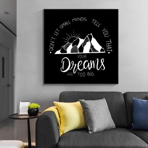 Motivation Prints Canvas Letter Quote Wall Art Inspiring Words Pictures On The Wall Black Modern Home Room Decor Frameless