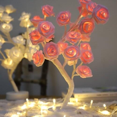 Table Lamp Rose Flower Tree Light USB Night Lights Home Decoration Gift for Girls Teens Parties Christmas Wedding Bedroom Decor