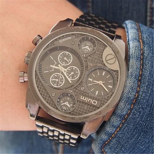 New with Tag OULM 9316 Full Steel Dual Time Fashion Watches Men Montre Homme Marque Relojes Lujo Marcas Hombre Acero Inoxidable