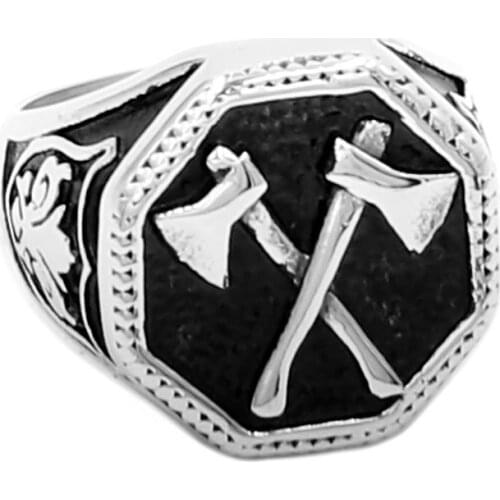 Wholesale Slavic Perun Axe Biker Ring Stainless Steel Jewelry Punk Classic Slavic Perun Motor Biker Ring For Men SWR0711