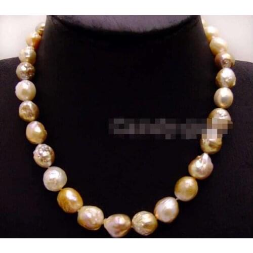 10-13mm Round Multicolor Natural Edison Pearl Necklace Women Chokers 18" 36"